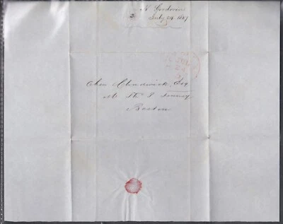 USA STAMPLESS COVER 1847 FROM LOWELL MA TO BOSTON MA - Image 1 of 3