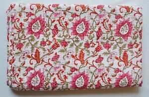 Floral Home Decor Soft Cotton Flower Printed Kantha Quilt Bedspread Blanket Etc 