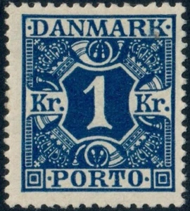 DENMARK. 1921. #J22. Postage Due. 1 Kr. dark blue. VF MNH (PK2275) - Picture 1 of 2