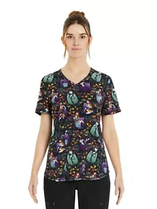 Nightmare Before Christmas Alive With Love V-Neck Print Scrub Top Disney 2X - Picture 1 of 5