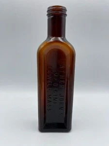 Antique Father John's Medicine Lowell, Mass - Amber Rectangle Bottle - Picture 1 of 6