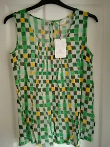 NOMADS VEST TOP ECO FRIENDLY LINEN LOOK PINTUCK in LEAF. UK 14, EUR 40. BNWT - Picture 1 of 8