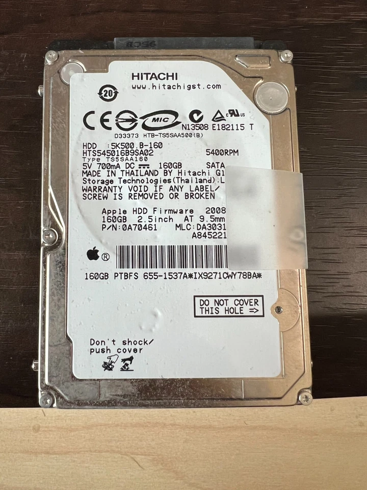 Hitachi 160GB 2.5" 5400 RPM Laptop MacBook HDD - Image 1 of 1