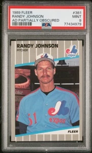 1989 Fleer Ad Partially Obscured #381 RANDY JOHNSON Rookie PSA 9 Mint - Picture 1 of 2