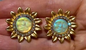 Meerblick SONNE Mondgesicht OHRRINGE schöne durchbohrte Ohren FAB Glam VINTAGE STYLE - Bild 1 von 7