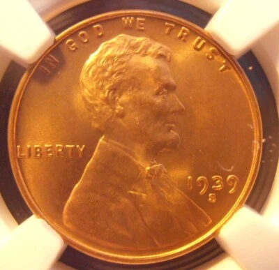 1939 S Lincoln Cent, NGC Certified MS 66 RD   (39SN79) - Image 1 of 4
