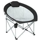 Oversized Folding Camping Chair Moon Chair For Adults With Headrest Cup Holde...