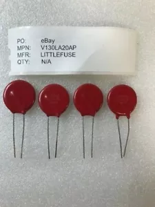 V130LA20AP LITTLEFUSE V130LA20A VARISTOR 430V 4.5KA DISCO 14MM 10 PIEZAS - Imagen 1 de 1