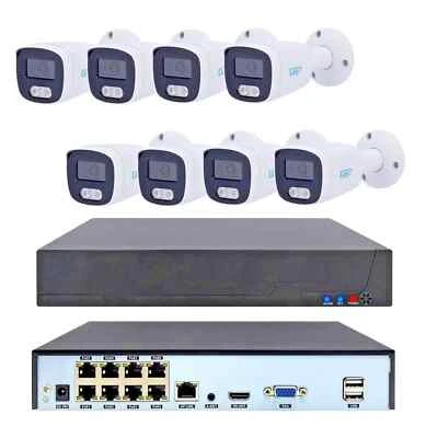 RVT SECURITY Kit Videosorveglianza NVR POE 8 CH 8 telecamere 4 mpx IP con Audio Microfono