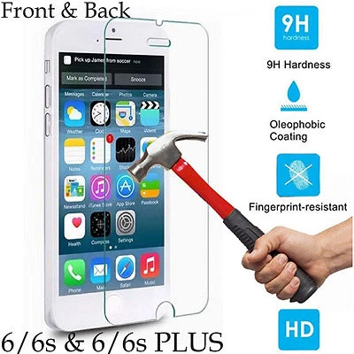 Tempered Glass screen protector Soft film For Apple iPhone 6 6s Plus front back - Image 1 of 4