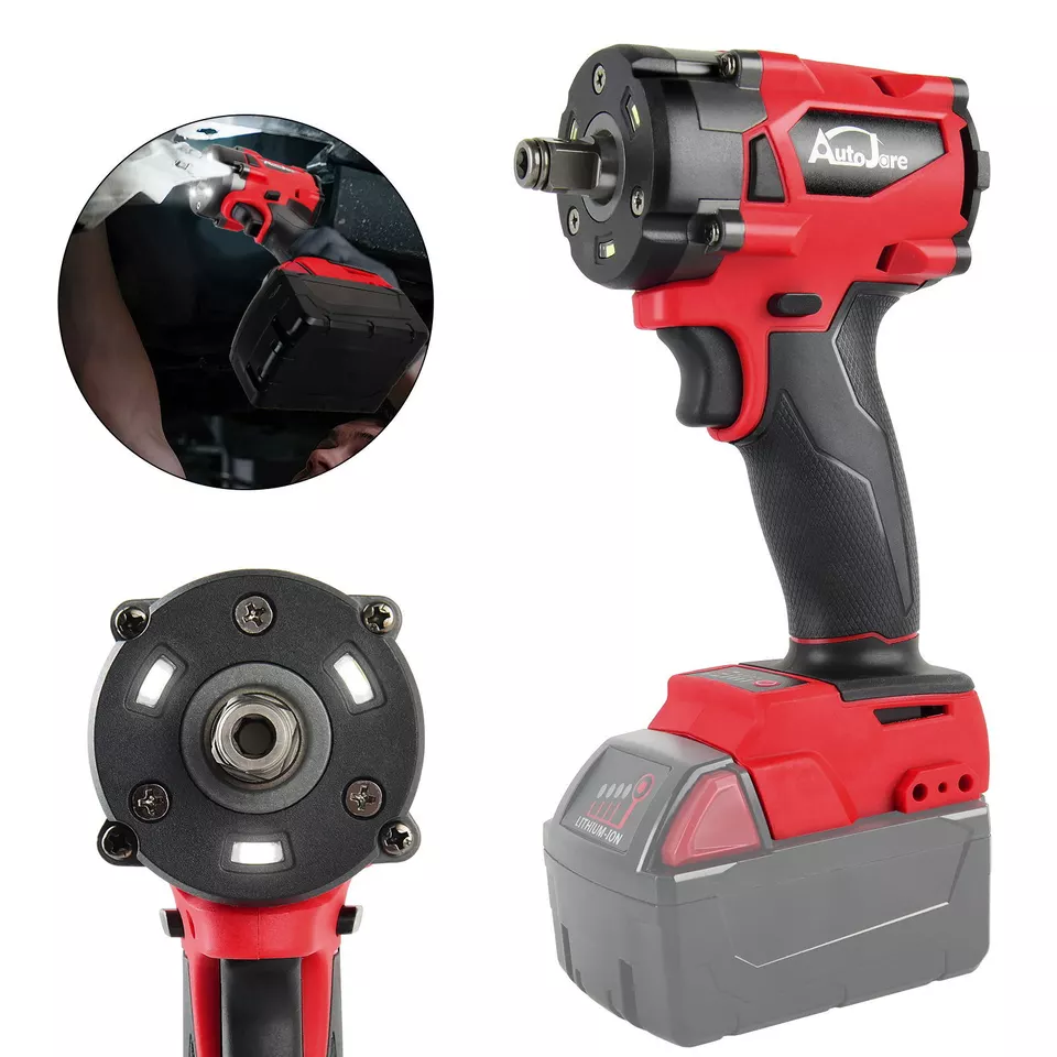 AUTOJARE Cordless Impact Wrench 1/2 inch Up to 390FT-LBS Fits Milwaukee 18V (No Battery)