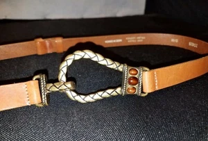 NEU OHNE ETIKETT CHICO'S S/M BRN LEA SCHMAL 0,75" BREIT VERSTELLBAR GEFLOCHTENER GÜRTEL MIT SCHMUCKSTEINEN MESSINGSCHNALLE - Bild 1 von 6
