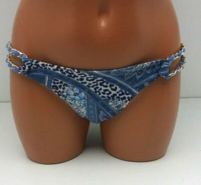 Sauvage California Bikini bottom. Blue and white paisley print X-Small- Lrg 207L - Image 1 of 2