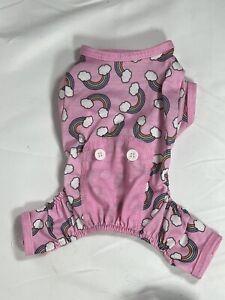 XS Extra Small Pet Pajamas Pink Rainbows & clouds Kitten Puppy Dog PJs Outfit