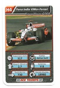 2008 Ace Trumps F1 Formula 1 Playing cards Finnish #H4 Adrian Sutil - Bild 1 von 1