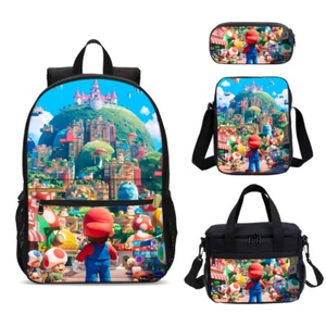 Lote de mochilas escolares aisladas de película de dibujos animados de Super Mario para niños bolsa de almuerzo estuche para bolígrafos - Imagen 1 de 19