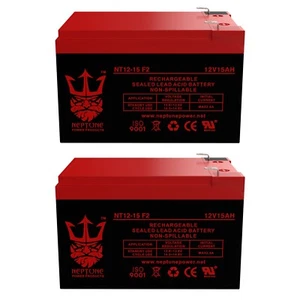 (2) Neptune 12V 15AH F2 Wheelchair Scooter Battery Replaces Kung Long WP12-12 - Picture 1 of 10