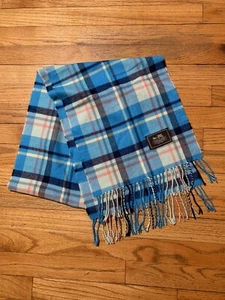 Coach Kaschmir Rechteck Schal mit blauem Karomuster - Bild 1 von 2