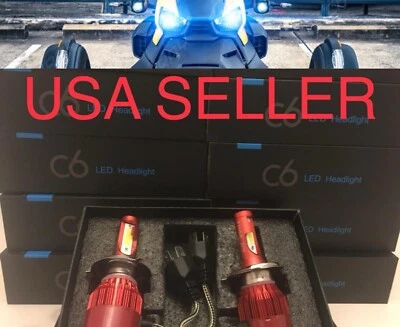 Royal BLUE H4 9003 LED Conversion Headlight Lights Bulbs Kit lasfit 2 10000K 10K - Image 1 of 4