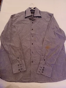 COOGI Luxe Mens 3XL Button Down 100% Cotton Dress Shirt Black Gray - Picture 1 of 10