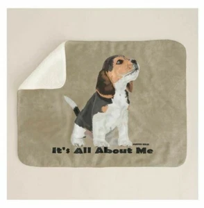 Beagle Dog Breed About Me Puppies Rule Brown Sherpa Fleece Throw Blanket  - Picture 1 of 5