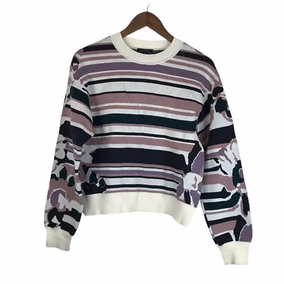 Rag & Bone Nellis Printed Allover Print Crew Neck Sweater Small Pullover Mauve - Image 1 of 4