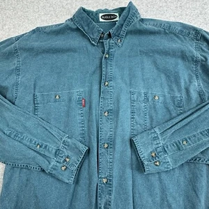 Vintage 90s Bugle Boy Sun Washed Denim Shirt Mens XL Blue Cotton Button Down Y2K - Picture 1 of 7
