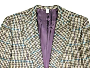 Hickey Freeman Canterbury Brown Houndstooth Windowpane Lambswool Sport Coat 41R - Picture 1 of 12