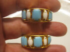 vintage Schreiner art glass earrings blue and white rhinestones signed