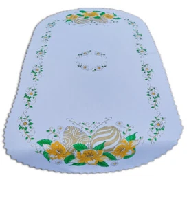 Easter oval white tablecloth/table runner NEW 50x100cm (20"x39") Eggs - Picture 1 of 3