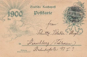 Germany 1899/1900 New Year postal card to Silesia with 5pf green - Picture 1 of 2