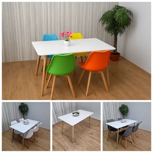 Modern Dining Table + Tulip Chairs Set Wooden Legs Kitchen Home Furniture - Picture 1 of 11