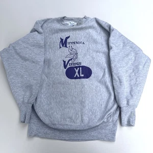 Vintage 80s Minnesota Vikings Champion Reverse Weave Gray USA Crewneck Size XL - Picture 1 of 12