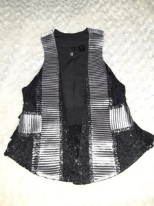 Y2K BKE Boutique offene Weste mit Schnalle Pailletten Rüschen Spitze Damen Junior Medium M - Bild 1 von 10