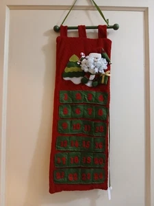 Vintage Handmade Santa Claus Fabric Advent Calendar Pocket Candy Cane Countdown - Picture 1 of 8