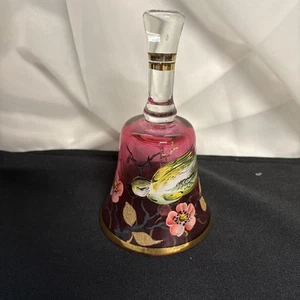 Campana de cristal bohemio - Campana de escritorio de servicio con etiqueta rosa - Imagen 1 de 5
