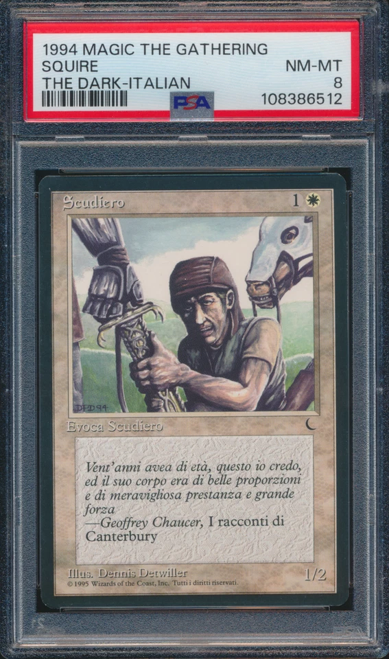 1994 Magic The Gathering Squire The Dark Italian PSA 8 - Image 1 of 4