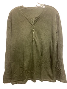 Markenlos Herren Langarm Henley grün Space gefärbt Baumwolle Neu ohne Etikett Größe XL - Bild 1 von 4