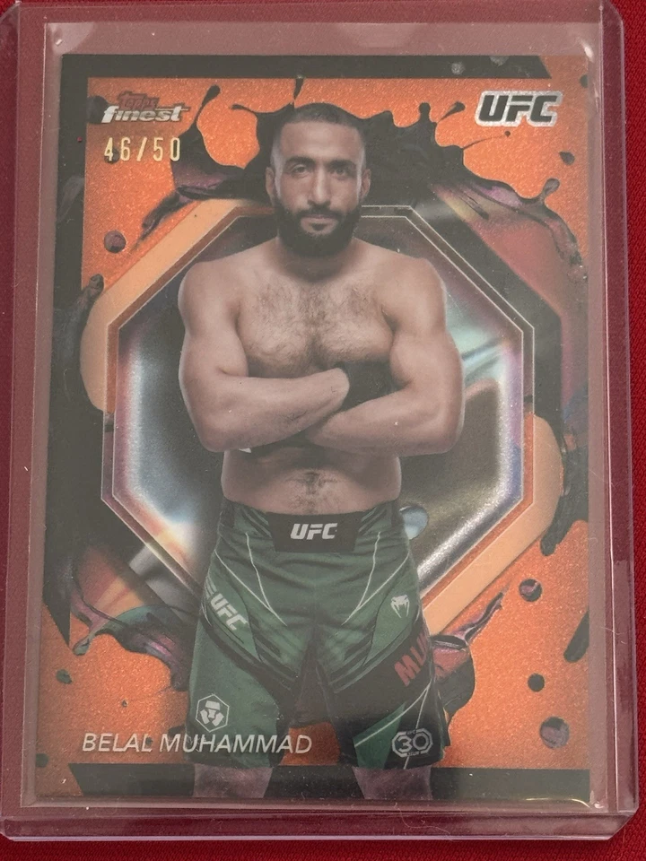 2024 Topps Finest UFC #257 Belal Muhammad Tangerine Glitter Refractors #/50 RARE - Image 1 of 2