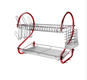 Better Chef DR-165R 2-Tier Chrome-Plated Dish Rack 16" Red Household Essentials - Picture 1 of 1