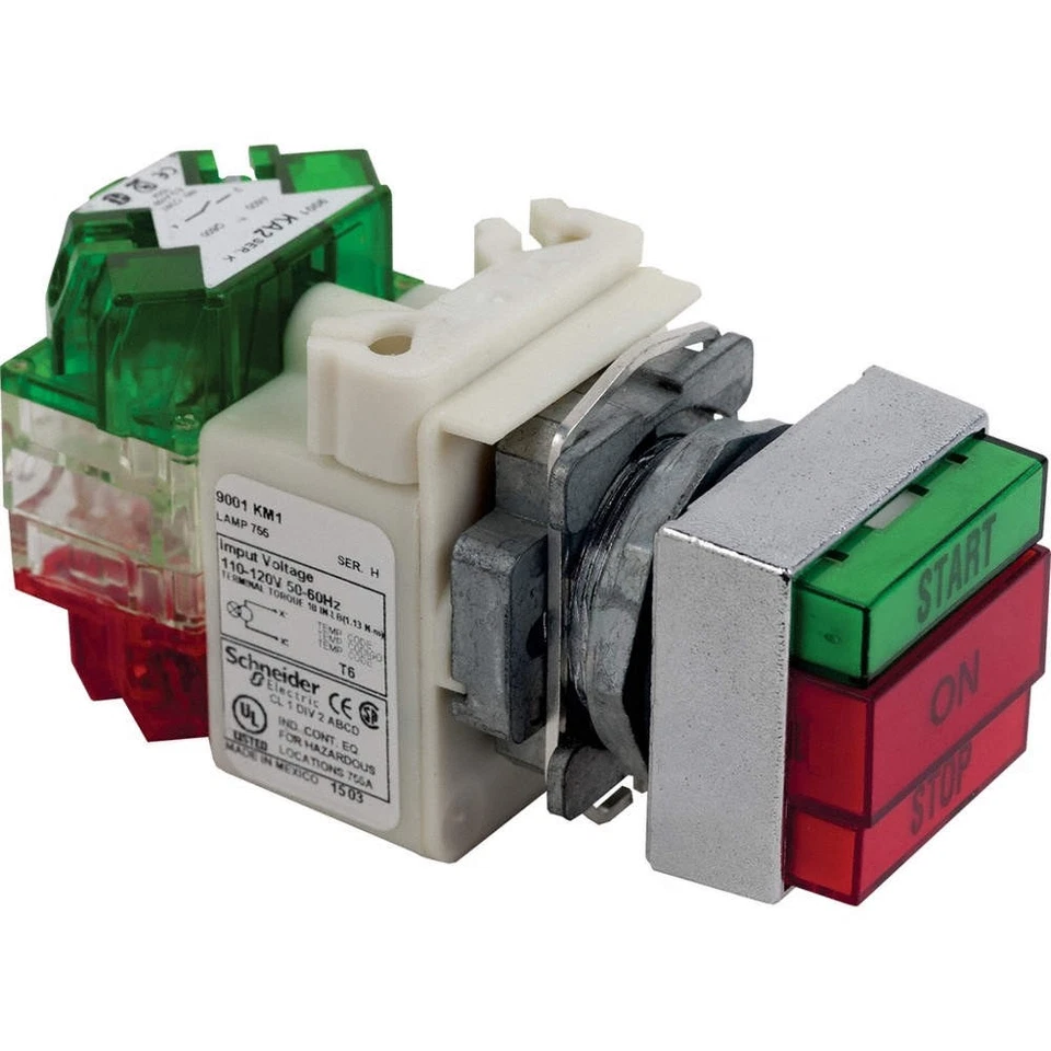 SQUARE D 9001KXRG137 IllumPushButton,FullVolt,Green,1NO/1NC 2EP58 - Image 1 of 1