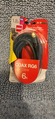 Coax RG6Cable,6Ft,connects Audio/video SourcesToTV,cableboxes,satelliteRecievers - Image 1 of 4