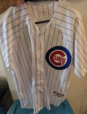 Chicago Cubs Jersey #12 Alfonso Soriano Men's Size 48 Majestic White Pinstripes - Image 1 of 4