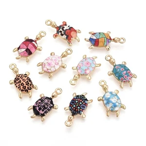 10 x Hermosos Colgantes Mezclados Tortuga Marina Tono Dorado con Detalle de Esmalte - Imagen 1 de 1
