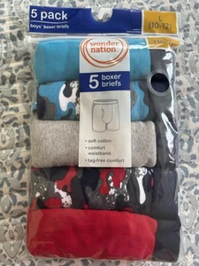 Wonder Nation ~ Boys Boxer Briefs 5-Pr Underwear Cotton Tag Free ~ L (10-12) NEW - Picture 1 of 2