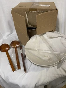 Kanwone Keramik Japanische Ramen Schüssel 2er Set Weiß mit Utensilien 60 Unzen Neu - Bild 1 von 15