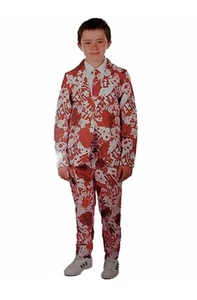 Blood Splatter Boys Costume Medium 8-10 Suit Blazer Pants Tie 3 Pc Polyester New - Picture 1 of 9
