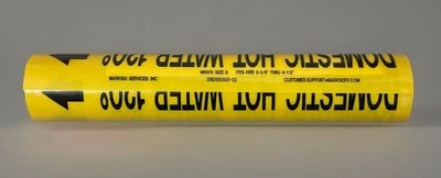 ‘Domestic Hot Water 120°’ Pipe Marker Label Wrap for 3-3/8" to 4-1/2" MSI-size D - Image 1 of 2