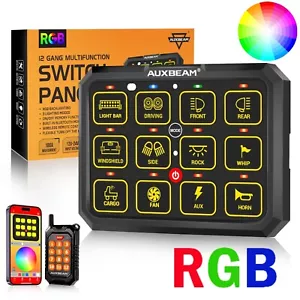 AUXBEAM RGB 12 Gang Switch Panel Button Circuit Control 12/24V APP Control Truck - Picture 1 of 12