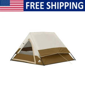 7 X 7 Ft 3 Person Tent Durable Steel Pole A Frame Design Weather Resistant Brown - Picture 1 of 10